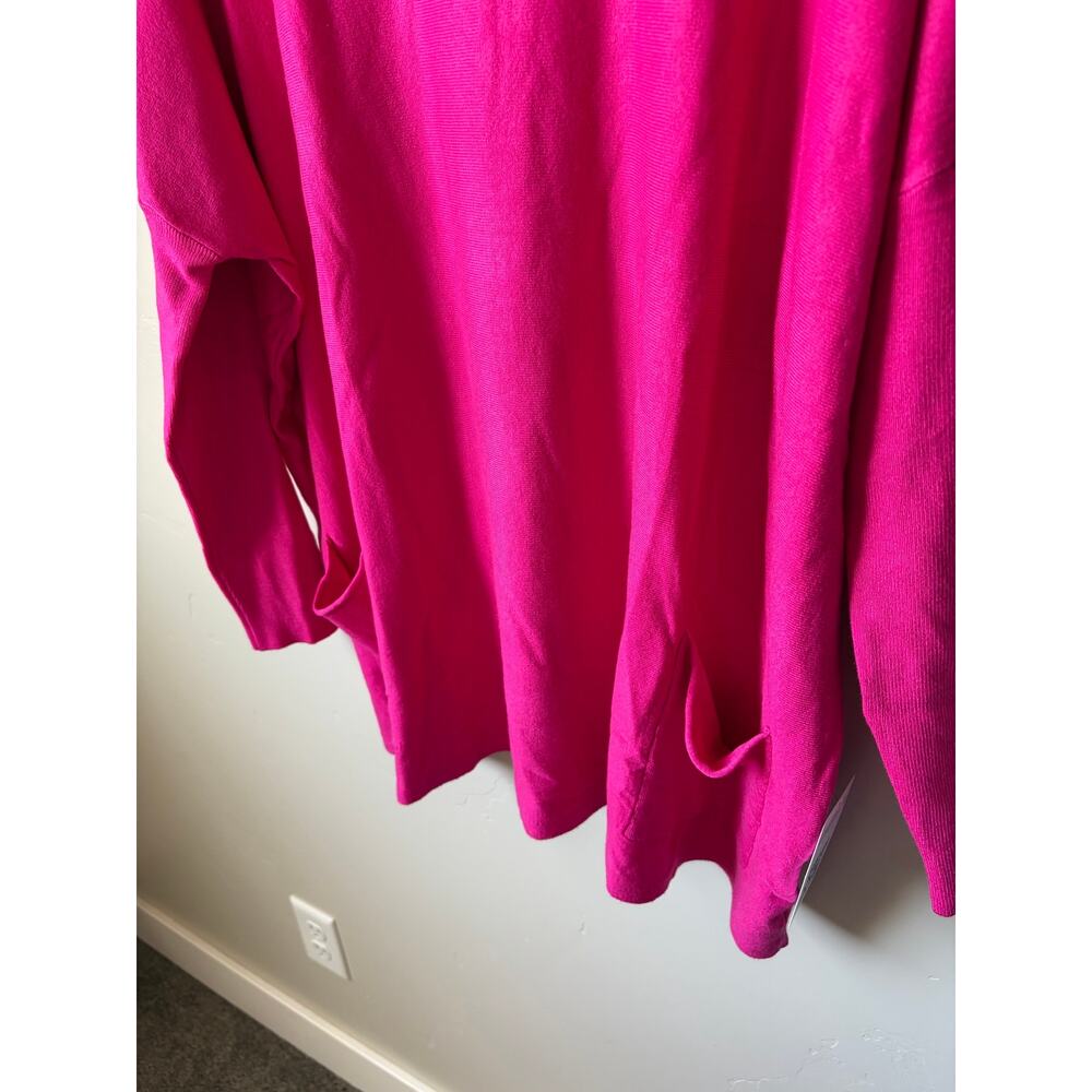Tea n Rose Hot Pink Oversized Pocket Sweater Sz M/L Casual Comfy Cozy Chic - Picture 4 of 8